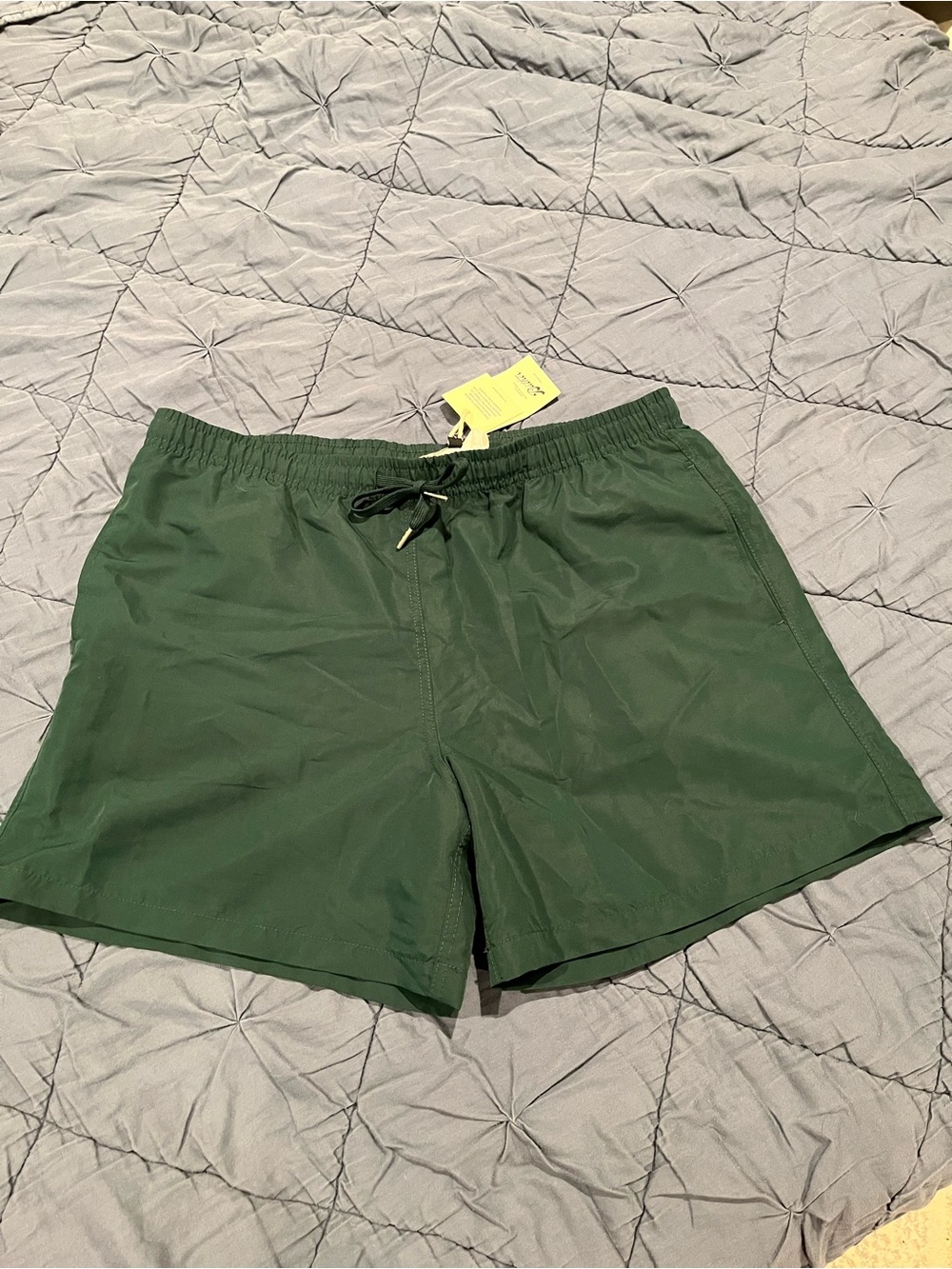 Men's Pine Green Swim Trunks with Drawstring Waist